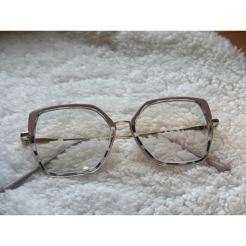 Square Eyeglass Frames Mixed-color Transparent Polygonal Metal Glasses For Women